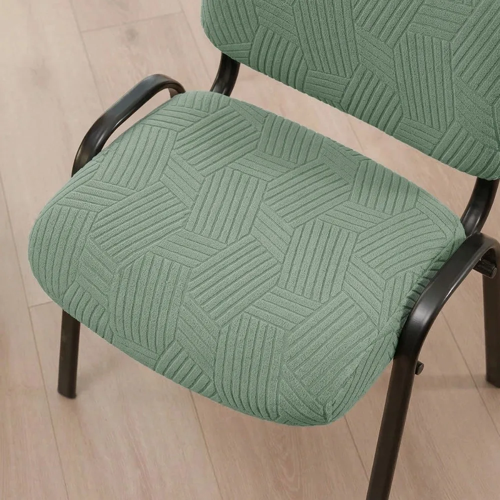 Stretch Fabric Office Chair Covers Separate Seat And Backrest Jacquard Pattern Chair Slipcovers Geometric Design Surf Pattern