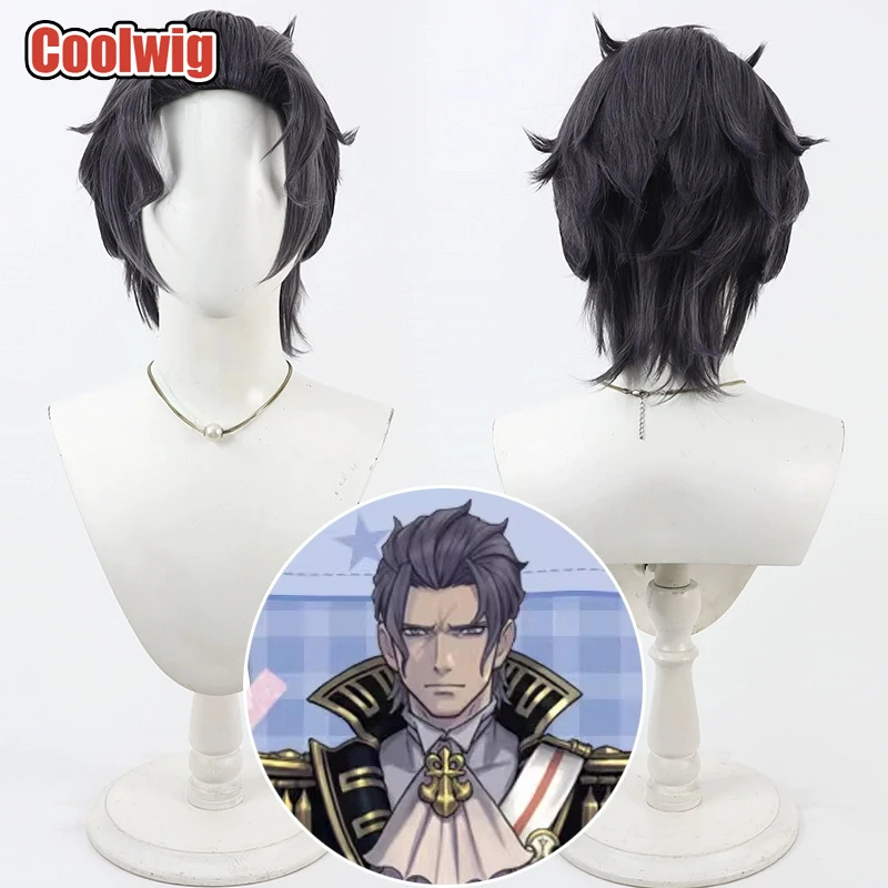 

Coolwig Synthetic Hair Barok van Zieks Cosplay Wigs Game Ace Attorney Barok van Zieks 30cm ShortStraight Gray Wig Heat Resistant