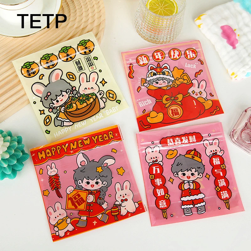 

TETP 50Pcs Chinese New Year Candy Ziplock Bags Home Party Gift Cards Cookies Chocolate Packaging Favors For Small Business