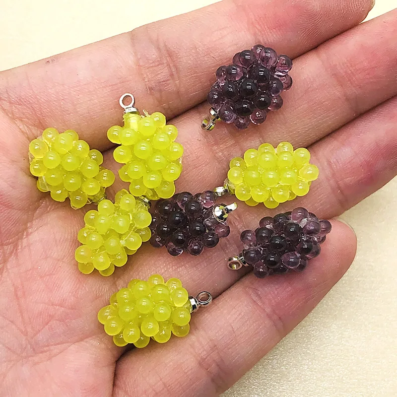 3pcs 3D Crystal Grapes Earring Charms Mini Miniature Fruit Pendant For Eardrop Bracelet Keychain Decor Diy Sweet Jewelry Make