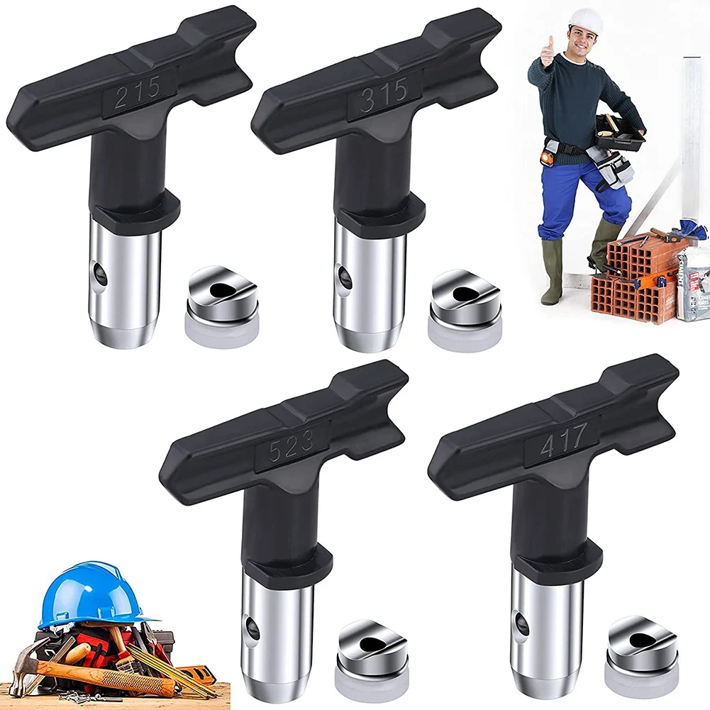 4Pcs Reversible Airless Paint Sprayer Nozzle Tips, Airless Sprayer Spraying Machine Parts(215,315,417,523)