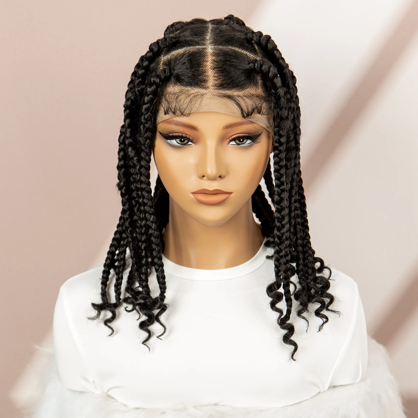 Synthetic Box Braided Wigs for Black Women Full Lace Braided Wigs with Baby Hair Short Knotless Wigs 10 Inch Burgundy Wigs