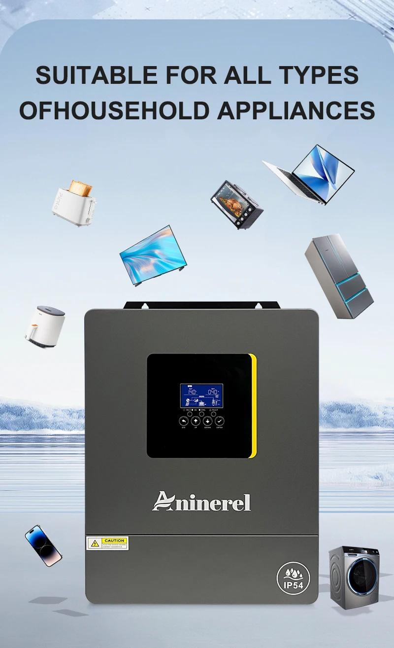 Aninerel 11KW 48V Parallel Dual MPPT 160A Netzunabhängiger Solar-Wechselrichter mit Dual-Ausgang PV 500VCD, integriertem WLAN, 6.2KW 48V IP54, reiner Sinuswelle 230V für den Heimgebrauch – Detail 5