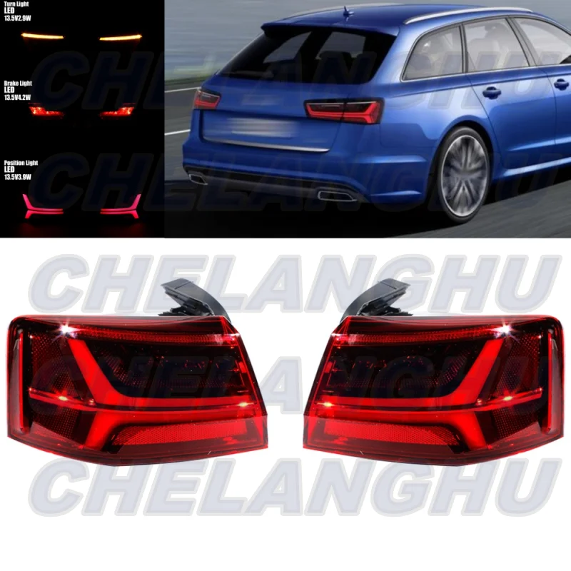 LED Tail Light For Audi A6 C7 2016 2017 2018 Pair Left+Right Outer Side Rear Lamp Position Light Car accessories