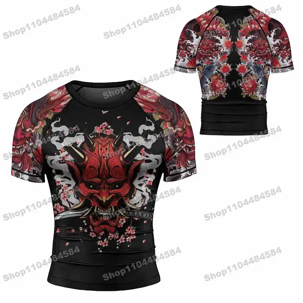 24th Ninja Newly Rash Guards Surfing Jersey Beach Trousers Swimwear Diving Gym Short sleeves MMA BJJ Men Jiu Jitsu Fitness Sets