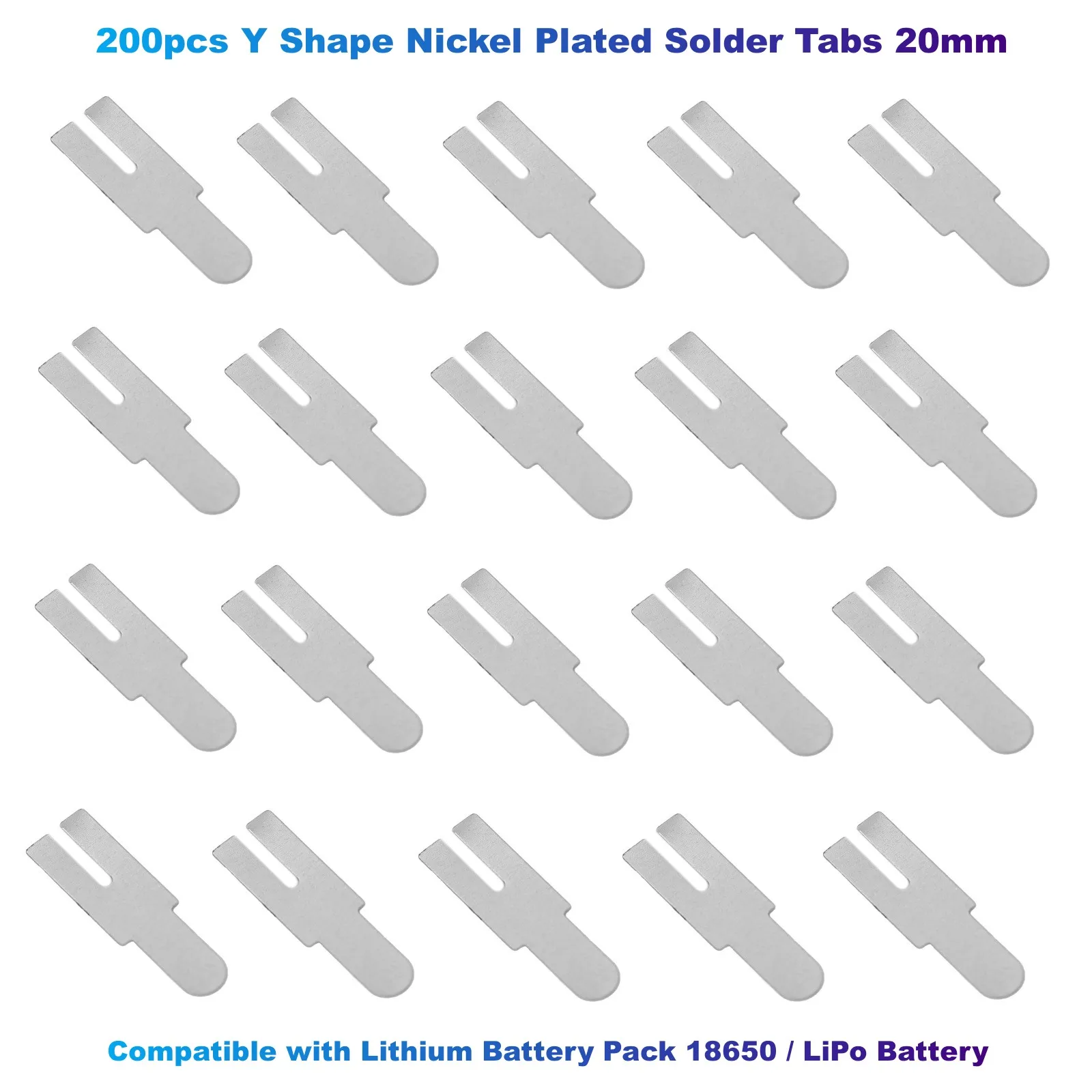 200pcs Y Shape Nickel Plated Solder Tabs 20mm for Battery Pack Spot Welding Y-Shaped Nickel Strip Power Tool Accessories