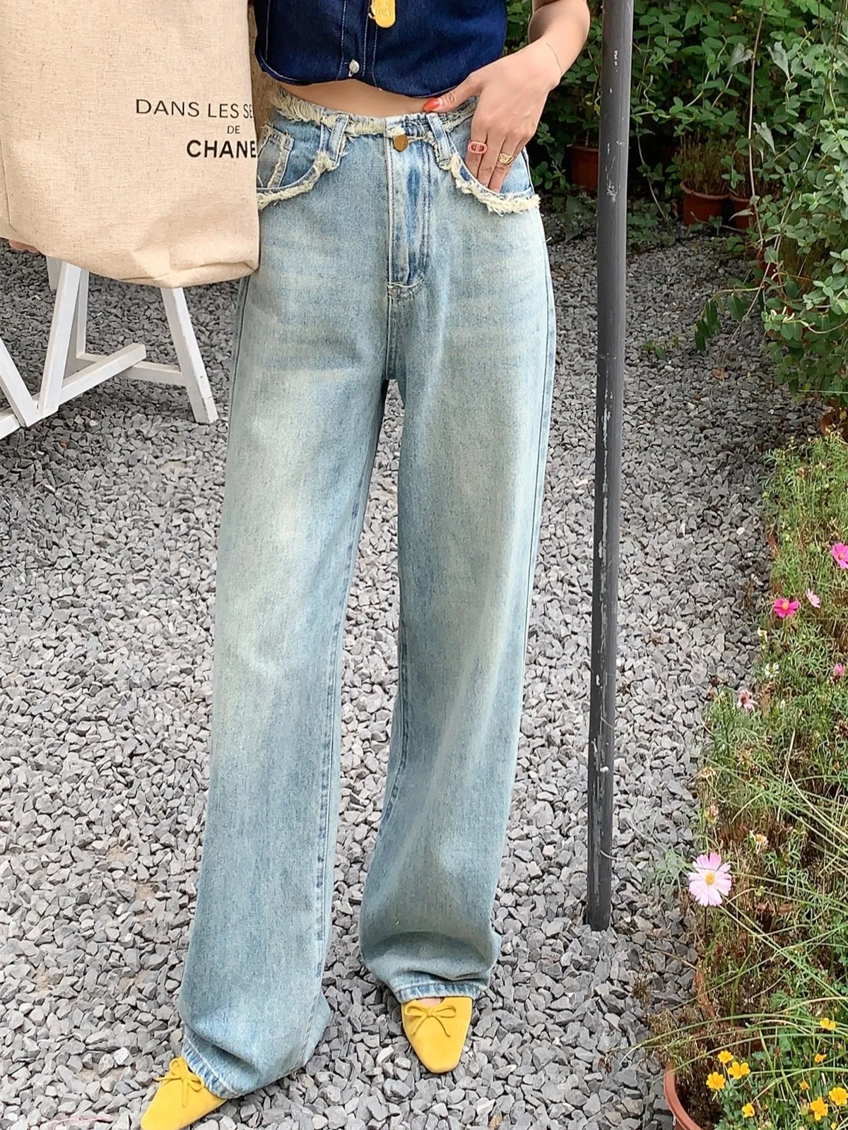 ZHISILAO Classic Blue Wide Leg Jeans for Women Vintage Y2K Casual Cotton Full Length Denim Pants Streetwear 2023