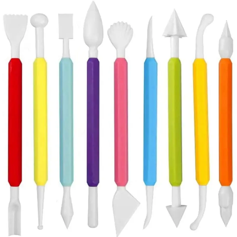 【ELEVATE LIFE】9Pcs Fondant Modeling Tools Set, Paste for Cake Decorating, Cake Marshmallow Sculpting Tools Set ABDD