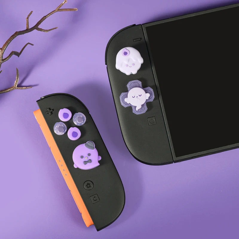 مضيئة شمعة شبح سيليكون لينة D-الوسادة الصليب زر ABXY مفتاح ملصق الجلد الحال بالنسبة التبديل 2/NS2 Joy-con متحكم الأصابع xbox one قبضة غطاء