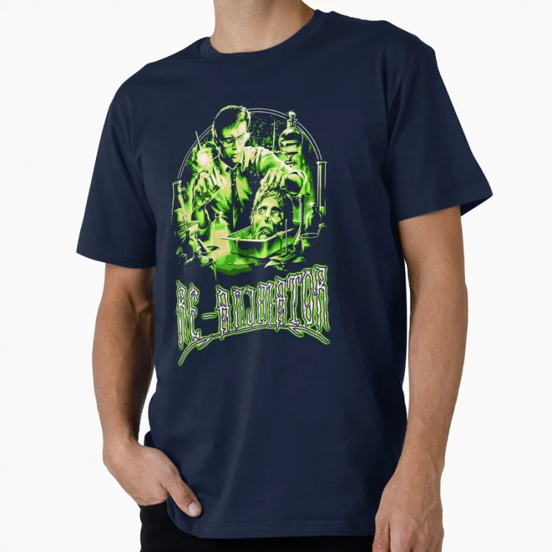 Hot Vintage Horror Movie 80s Re Animator 1985 Retro zombie Scary Halloween Gift T shirt for men Large size Tops printed clothes