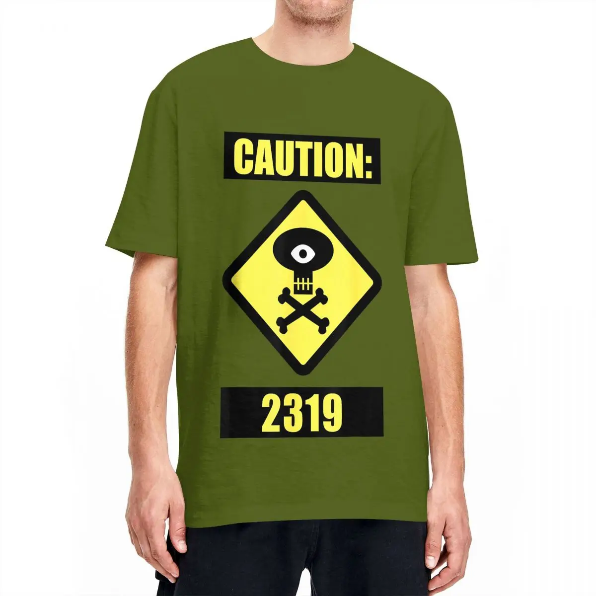 Monsters University Caution 2319 Hazard Logo T-Shirt Men Women's Pure Cotton T Shirts Short Sleeve Tee Shirt Plus Size Clothes