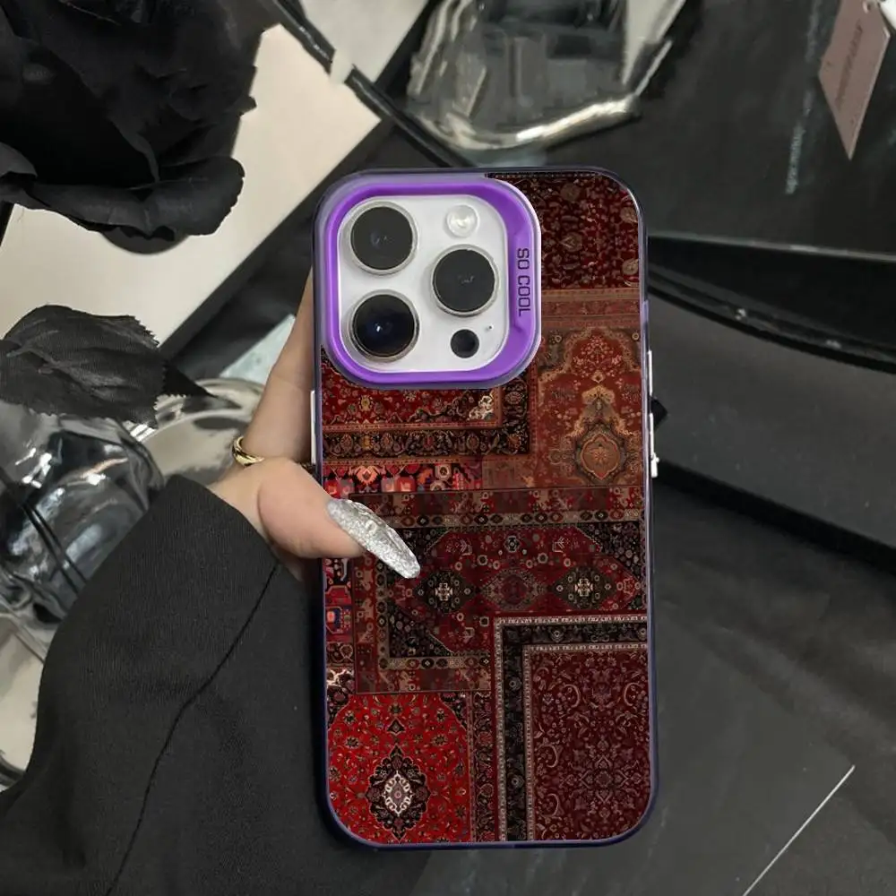 Persian Carpet Floral Pattern  Phone Case For iPhone 16,15,14,17,13,12,11,XS,Mini,Pro,SE,MAX Purple Matte Silicone Cover