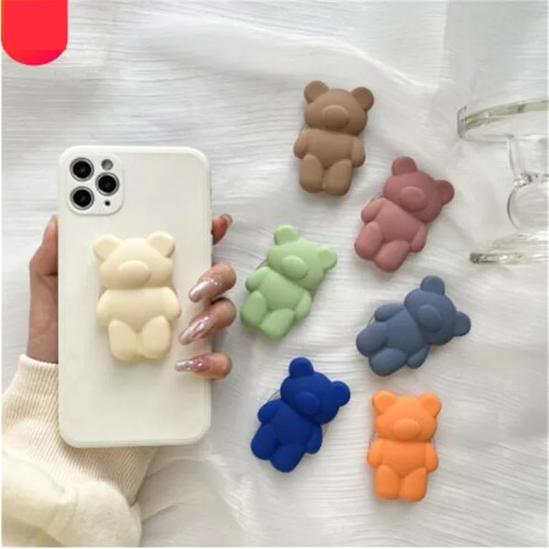

3D милый медведь из ТПУ планшетофон с расширяющимся держателем подставка с креплением складной держатель для смартфонов Карманный Настольный кронштейн держатель для телефона для всех