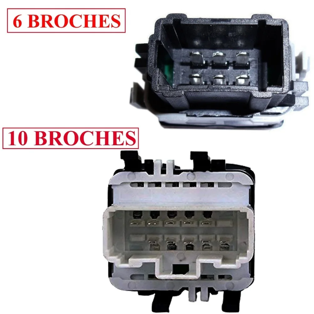 For Clio 3 and For Twingo 2 Front Rear Window Control Switch with 10 Pin Dual Push Button and 6 Pin Single Button Design