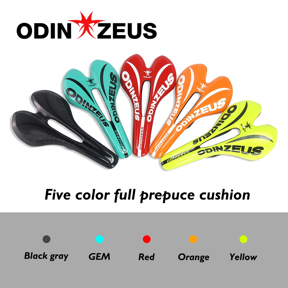 ODINZEUS-Carbon Fiber and Leather Mountain and Road Bike Saddle, Comfortable and Breathable, MTB Bicycle, Front Seat, 5 Colors