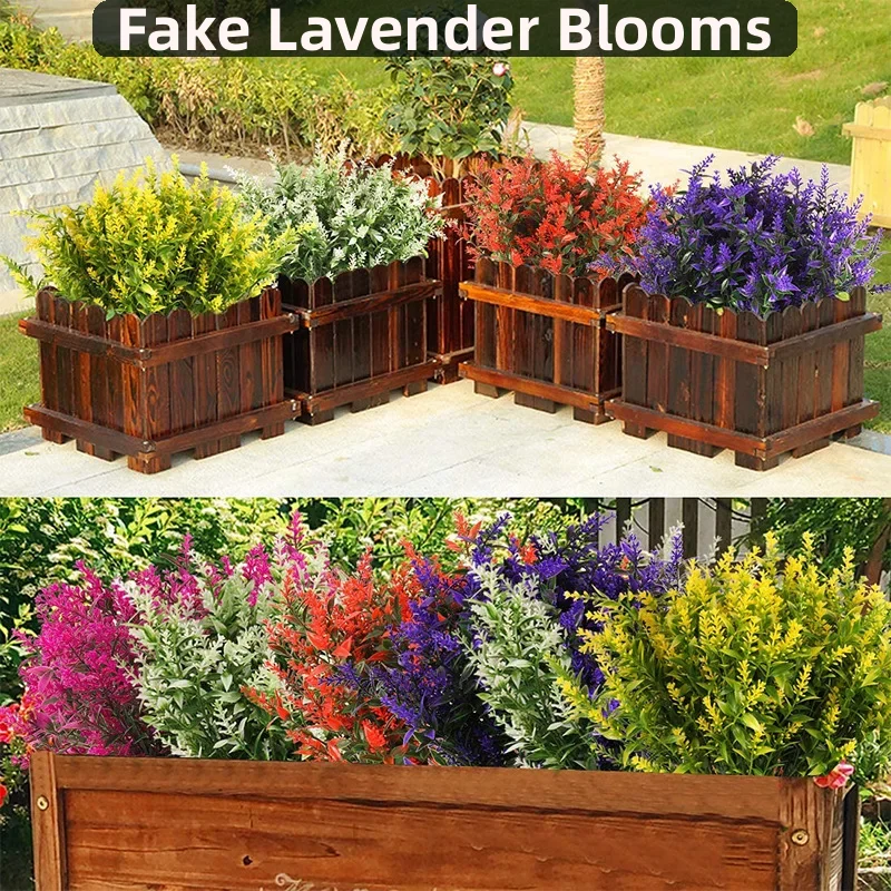 Garden Outdoor Plant Artificial Decoration 3/5/10Pcs Artificial Flower Plastic Lavender Fake Plant Home Table Outdoor Garden Decoration Wedding Bridal Bouquet Decoration