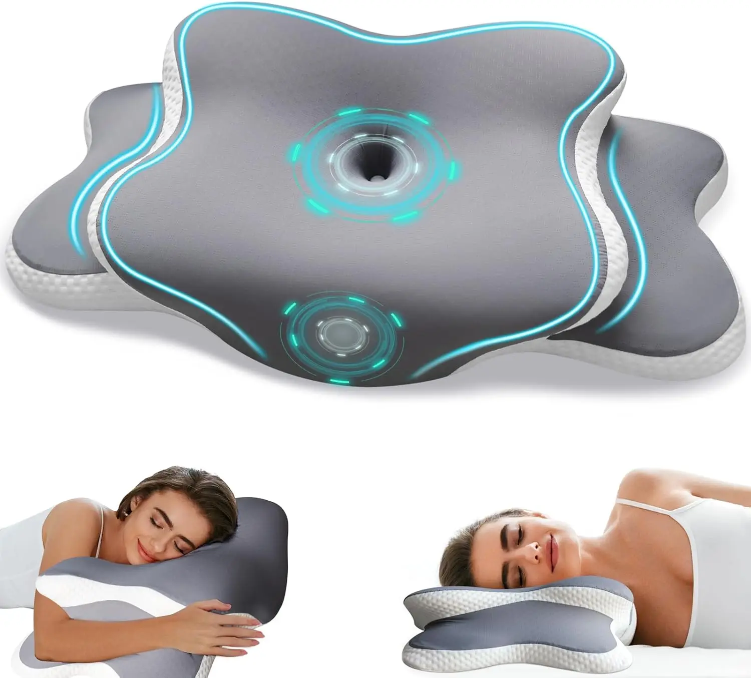 Neues Modell, Wellenförmiges Nackenkissen – Ein ergonomisches Nackenkissen, geeignet für Seiten-, Rücken- und Bauchschläfer. Hergestellt aus Memory-Schaum mit kühlender Wirkung, der Kissenbezug ist