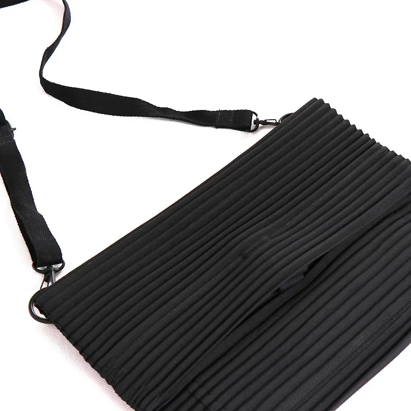 ALSEY Miyake Pleated Men's Shoulder Bags Popular Japanese Style Nylon Versatile Simple Solid Adjustable Shoulder Strap Crossbody