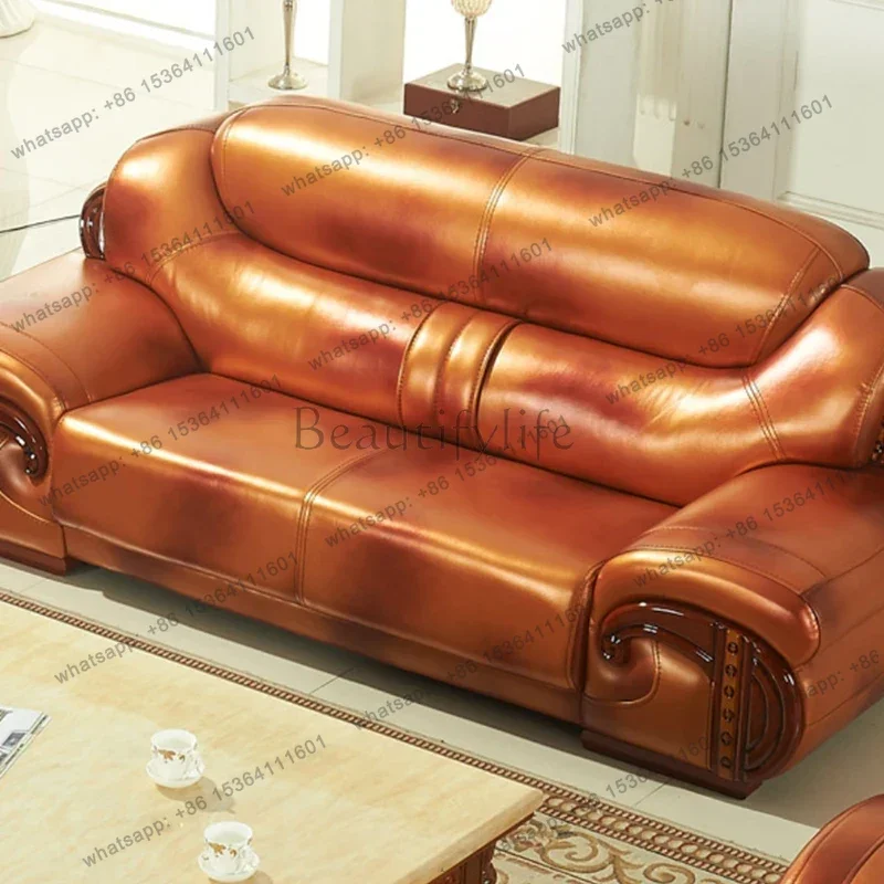 Sofá de Cuero para Sala de Estar LJYLuxury, Sofás Seccionales Modernos y Relajantes, Estilo Europeo Minimalista, Salas y Sofás, Muebles Económicos