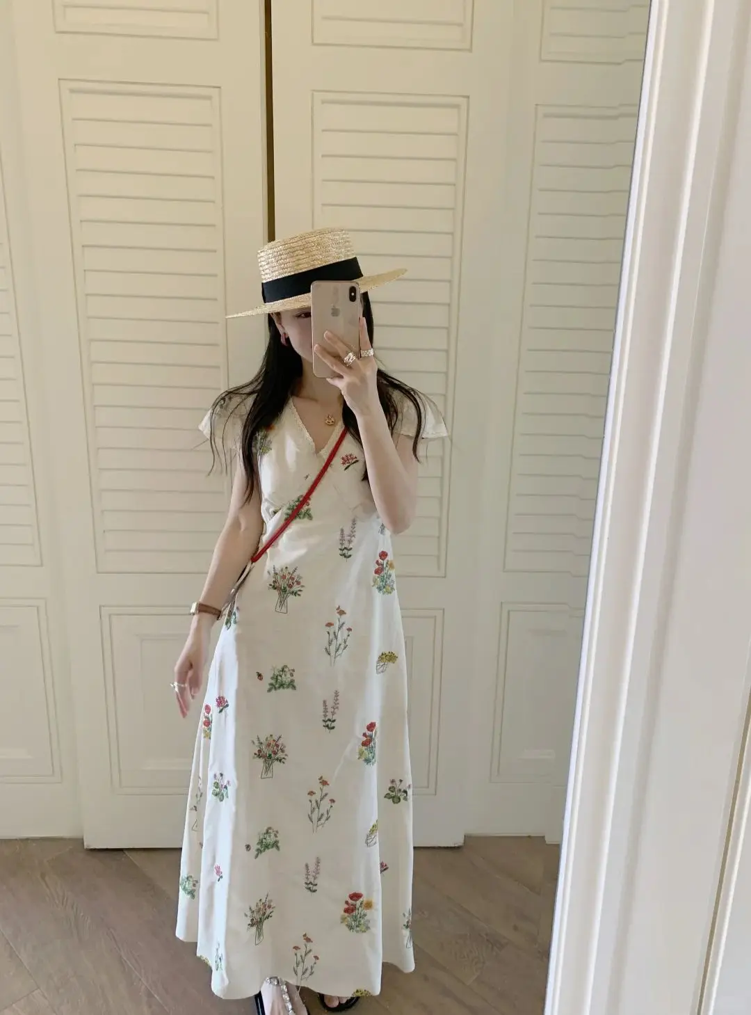 Stunning Floral Summer Dr Women's Unique Small Flng Sve High Waist Slimming Long Dr Commute Sle Polyester Fiber