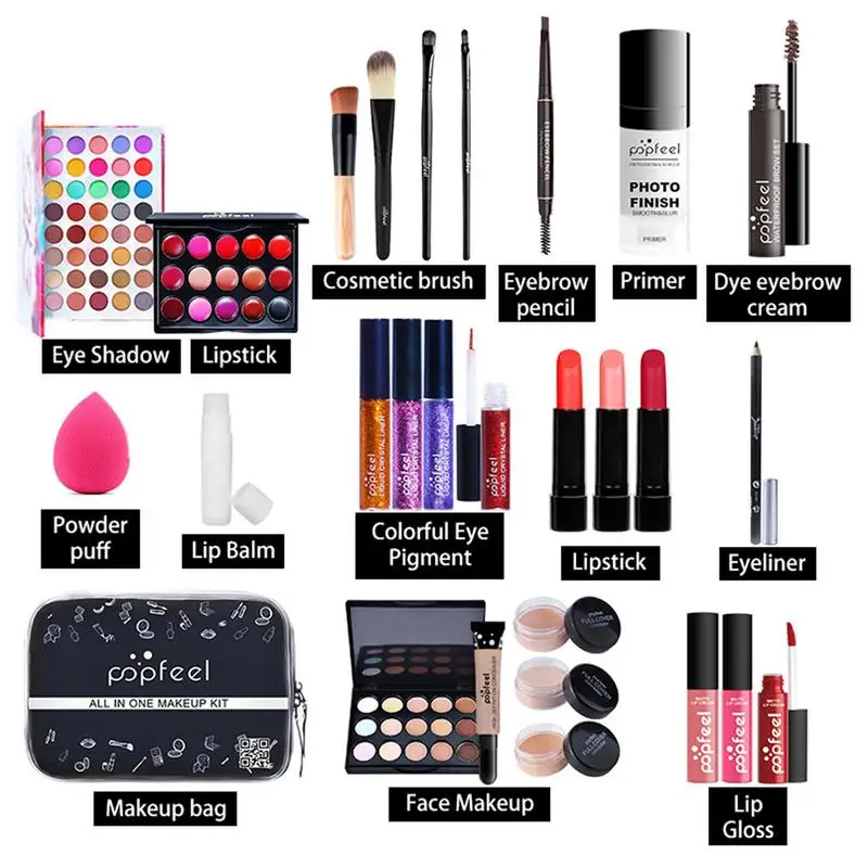 27 PCS All InMakeup Set Female Beginner Student Novice Full Set Professional Portable Travel Cosmetic Set Long Lasting