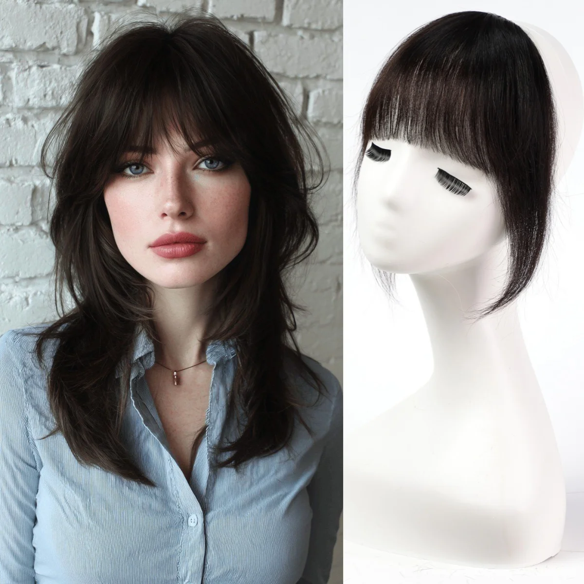 

Заколка для челки на воздушной челке, черная бахрома с висками, шиньоны из 100% настоящих человеческих волос для женщин, повседневная одежда