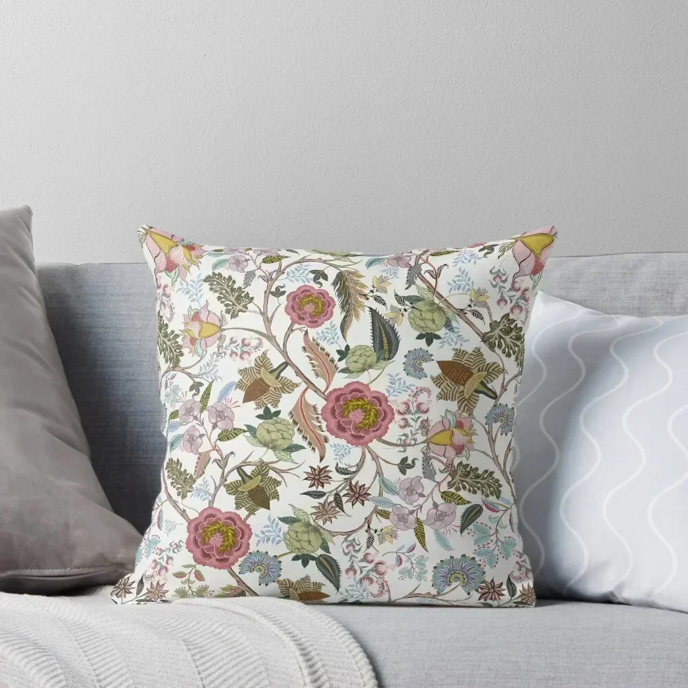 Chintz retro vintage, Indian, Jacobean Chintz, Spring colors, Throw Pillow Plaid Sofa pillow