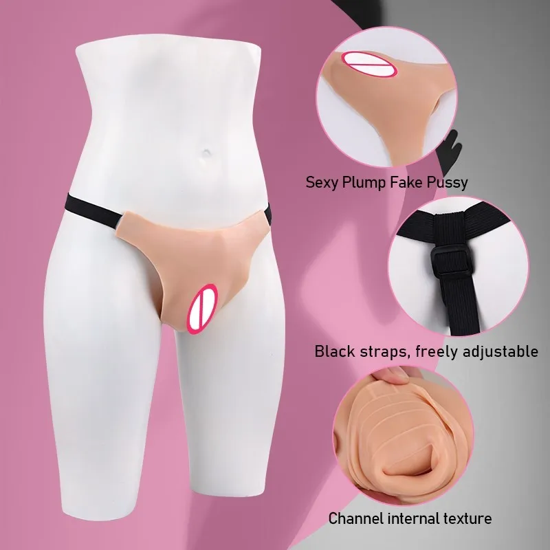 Adjustable Elastic Band Silicone Panties Gays Pussy Pants  Sexy Fake Vagina Form Crossdresser Transgender Shemale