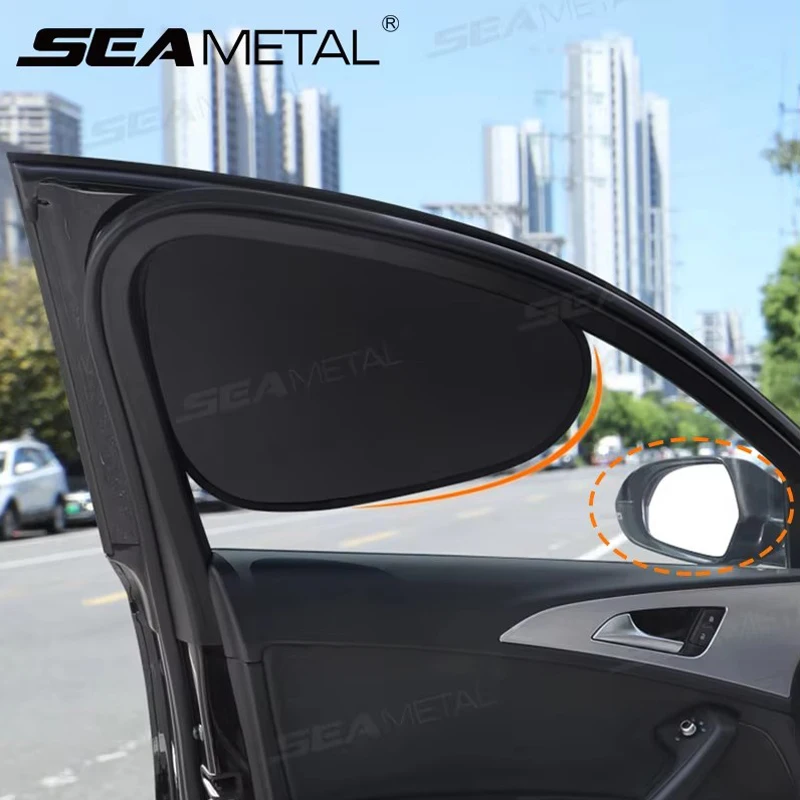 SEAMETAL 4-Layer Car Sun Shade Cover Side Window Electrostatic Curtains Sun Protection 99.9% UV  Ray Blocking Foldable Curtains