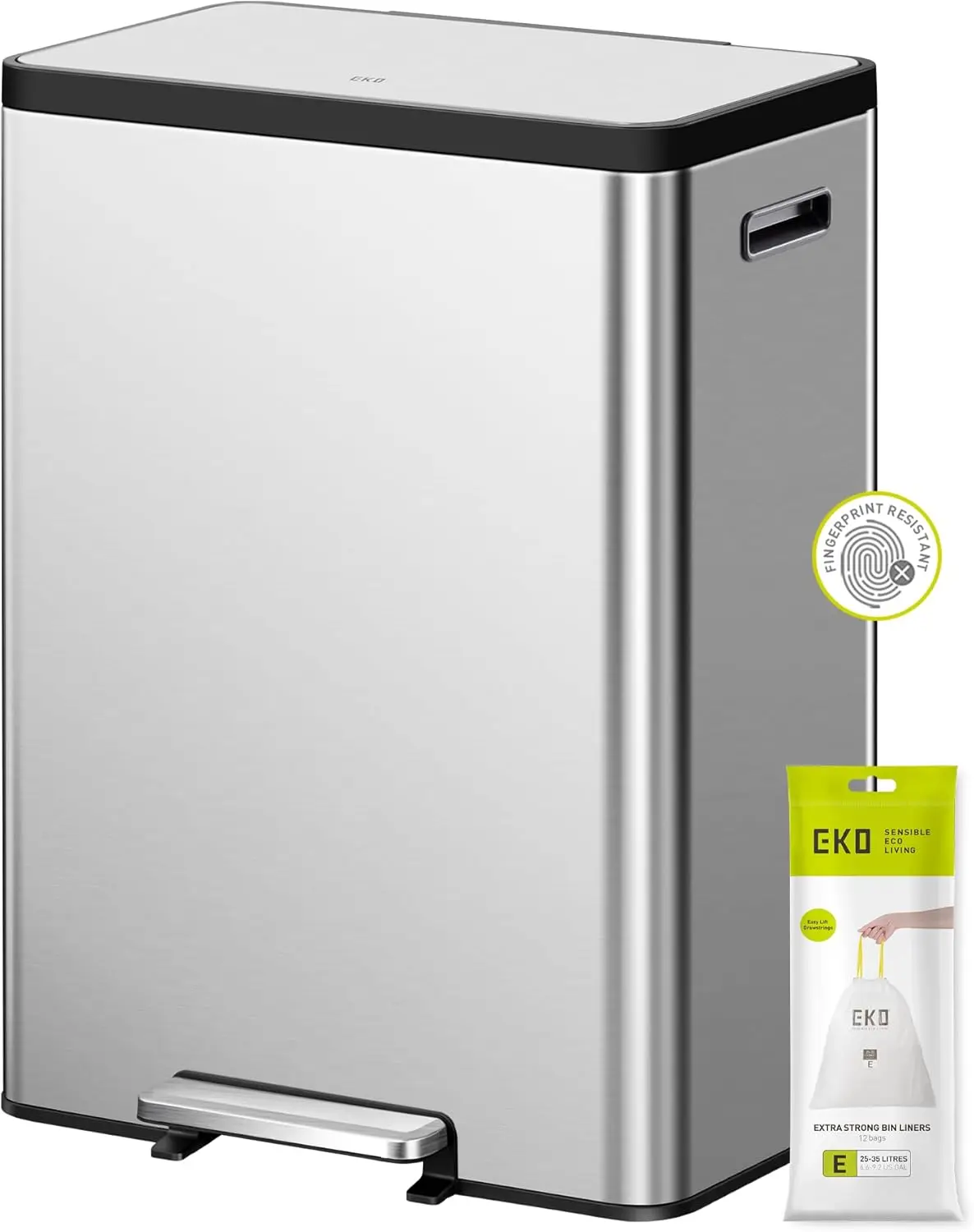 

36L+24L Dual Compartment Stainless Steel Trash Can with Lid, Odor-Proof and Fingerprint Resistant