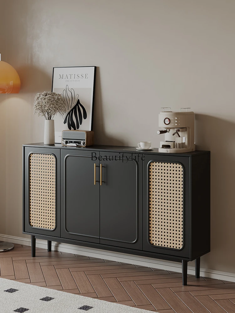 

12French Retro Rattan Ultra-Thin Sideboard Cabinet