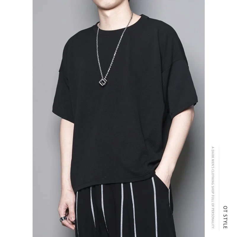 

Мужская футболка ARENS с асимметричным подолом, оверсайз, свободного кроя, с коротким рукавом, в стиле хип-хоп, темно-черная, летняя, тонкая