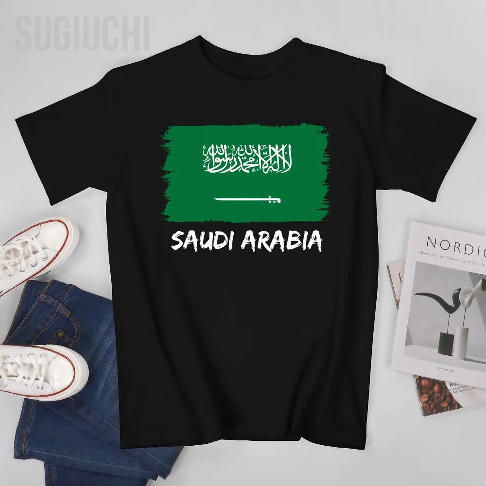 Saudi Arabia Flag  Tshirt Tees Men Short T-Shirt O-neck T Shirts Women Boys 100% Cotton Unisex Nation All Seasons