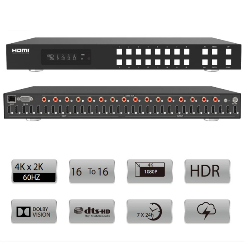 18Gbps 4K @ 60 16X16 Matrix Switcher 16*16 Matrix Switch com função ARC