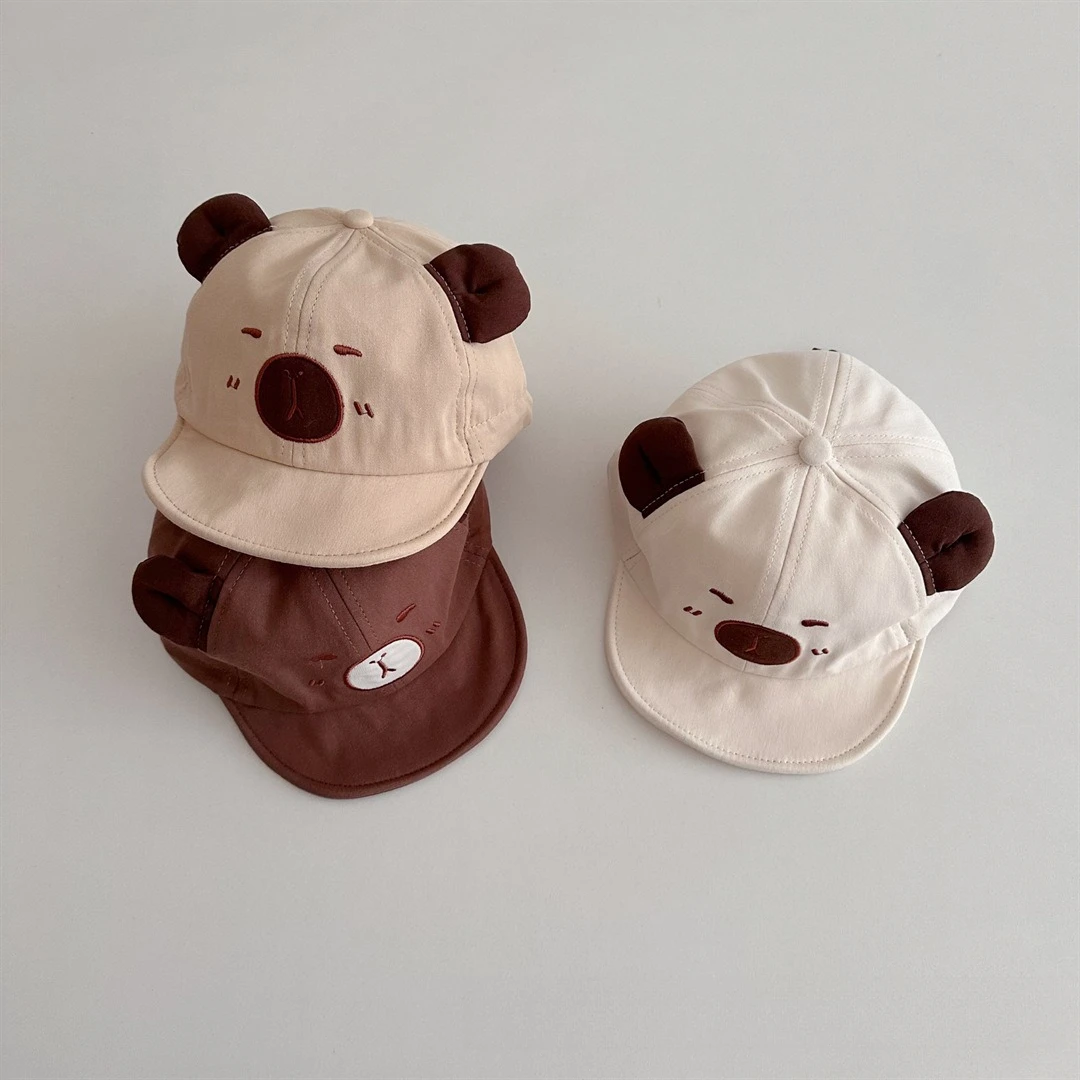 Miniso Cappello da bambino Primavera Berretto da baseball a tesa morbida Simpatico modello Kapibala Parasole Berretto da baseball casual per bambini piccoli