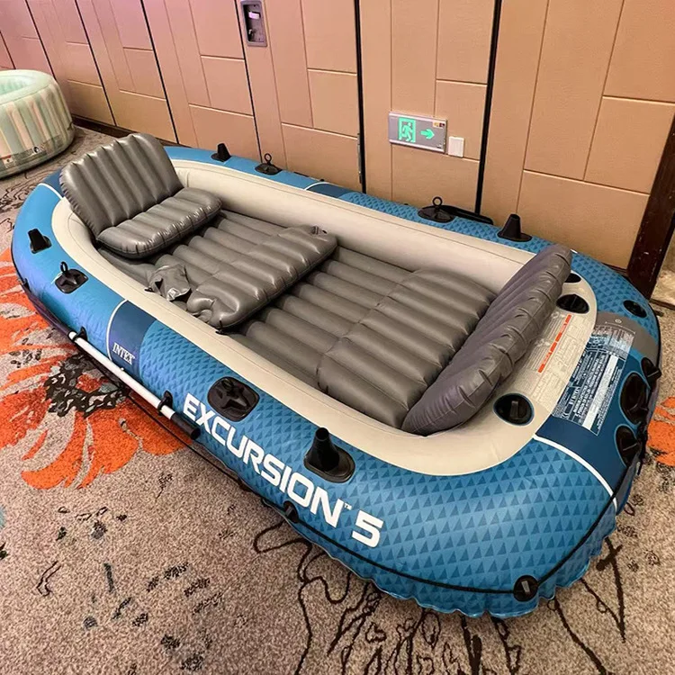 Original and genuine four or five-person inflatable boat rubber rowing boat fishing boat thickened view 5