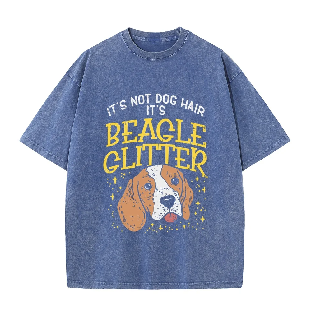 Men's Tops Beagle Glitter Funny It's Not Dog Hair 100% Cotton Men T-shirt Funny Pet Lover Clothes Summer Casual Tee Dog Graphic