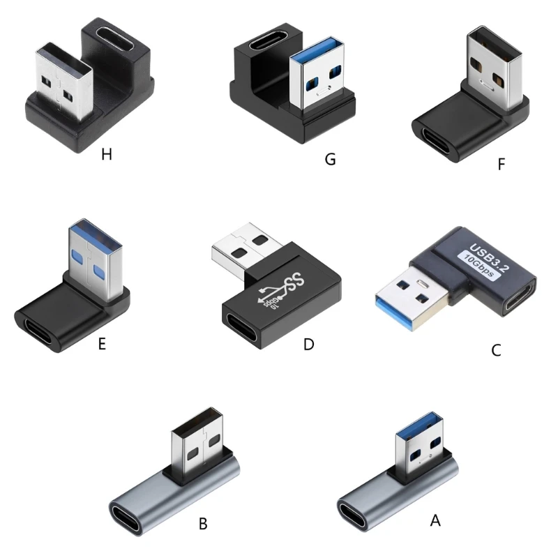 ADWE 90 องศาขวาขึ้นลงมุม USB3.0 ชายประเภท C หญิงอะแดปเตอร์สำหรับแล็ปท็อป PC เครื่องชาร์จ extension Converter