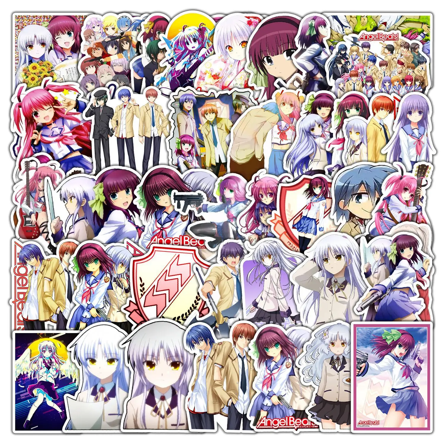 10/50PCS Angel Beats Cartoon Graffiti Anime Stickers Laptop Phone Guitar Skateboard Water Cup Waterproof Toy Sticker Decoration