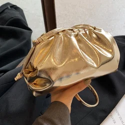 Oro argento moda nuvola Hobos borse 2024 estate nuova borsa a tracolla semplice alla moda Crossbody per le donne Shopping quotidiano borsa a mano