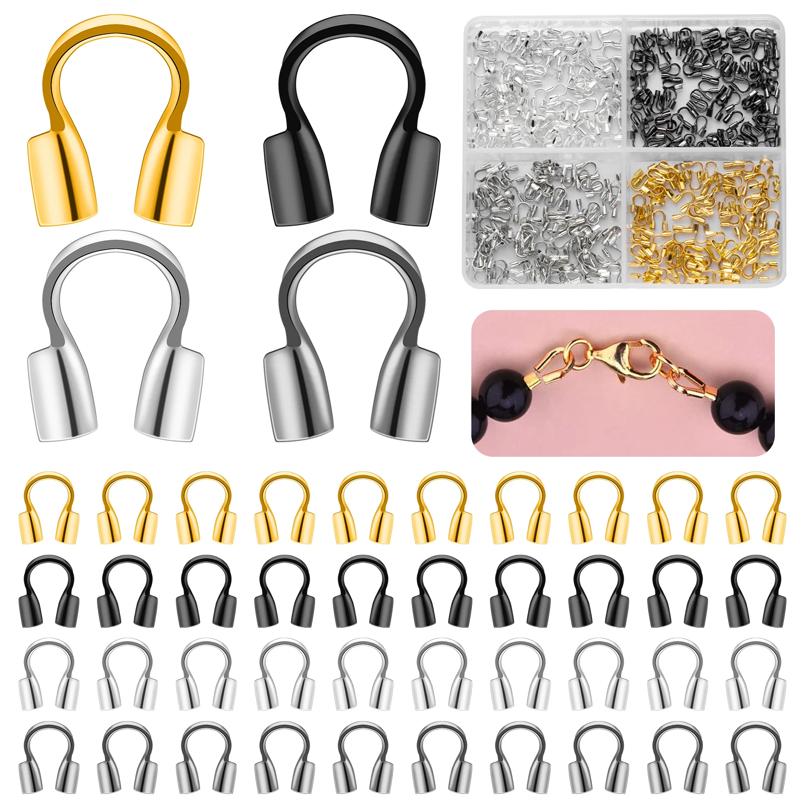 

400 штук медных U-образных защитных колец для проводов, защитные петли для изготовления серег, браслетов, ожерелий, подвесок, для создания украшений своими руками