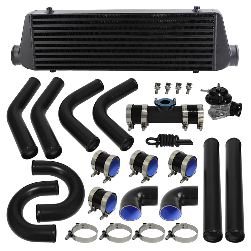 

DIY Intercooler + 2.5" 63mm Piping + BOV Black Hoses kit Universal Aluminum