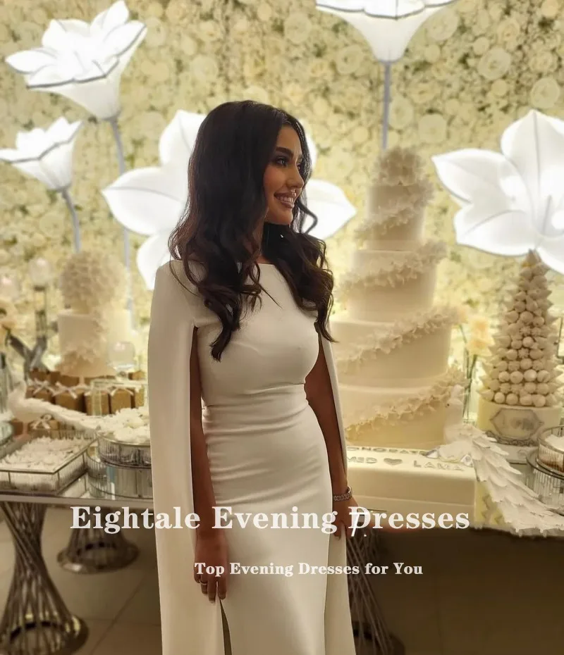 EPackage Aale-Robe de Soirée Arabe Personnalisée, Tenue de Bal, Extensible, Col Rond, Manches Cape, Tenue de Mariage, Sirène