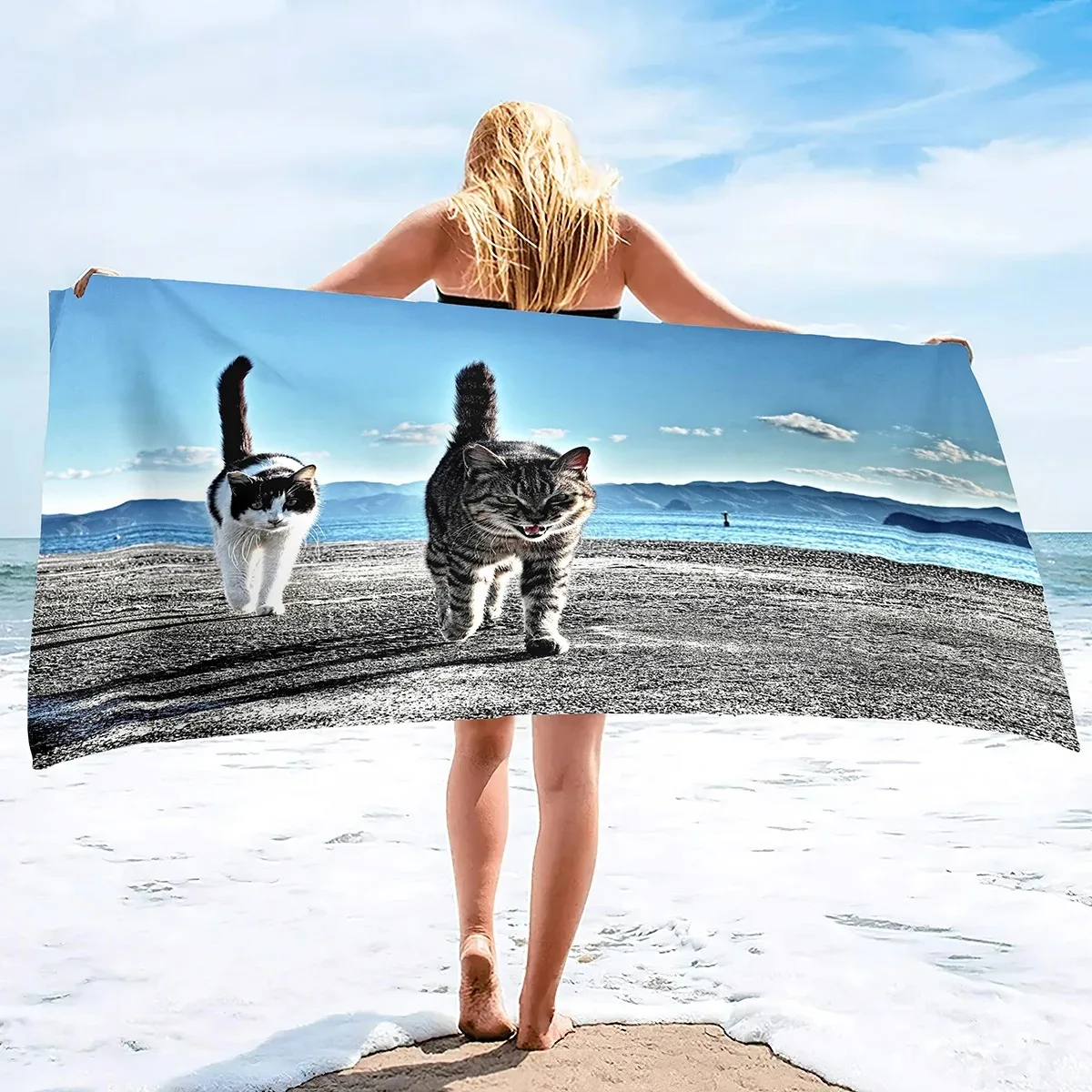 

Beach Towel for Women, Girls, Kids, Men, Cat Bath Towel Sand Free Pool Towel Absorbent Soft Plush Cat Towel for Cat Lovers
