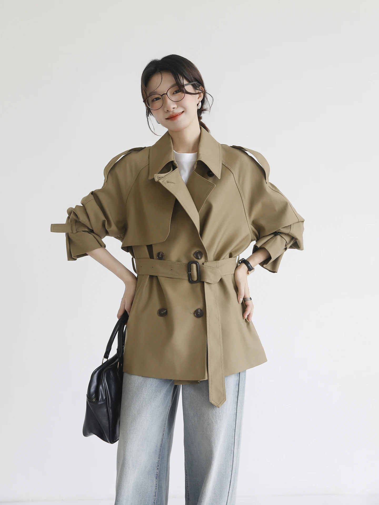 

Женская ветровка Ruu Home Casual, двубортная, цвет хаки, высокое качество, стильная куртка