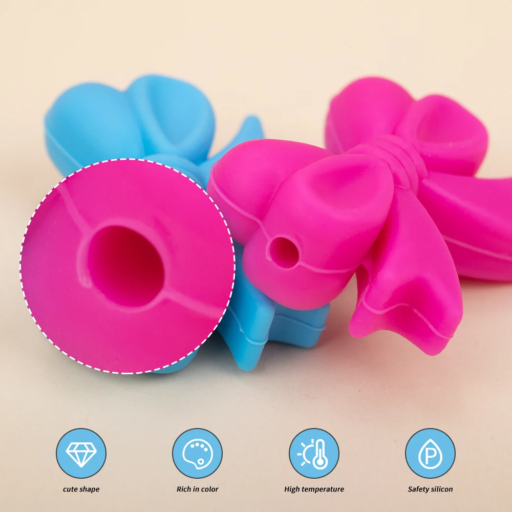 Sunrony 10pcs Bowknot Silicon Beads Bow Tie Beads DIY For Jewelry Making DIY KeyChain Necklace Necklace Accessories