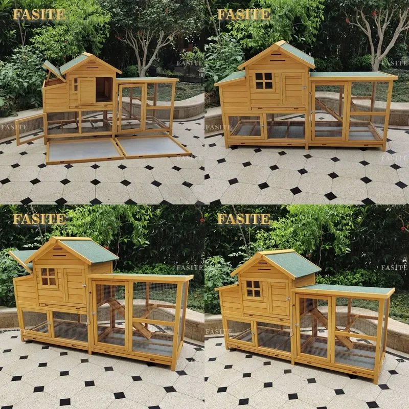 For Outdoor Garden Wooden Chicken Coop Rabbit Cage Pigeon Nest Large Villa House Farm Animal Hutch Pet Shelter Durable