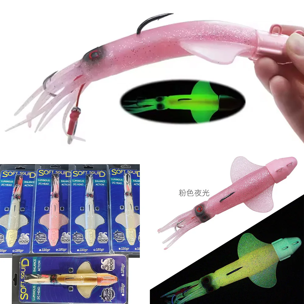 

Squid Bait Saltwater Jigging Lure 170g 200g 250g Jig Head Silicone Lure Trolling Lerrue Tuna Wahoo Mahi Big Game Deepsea Fishing