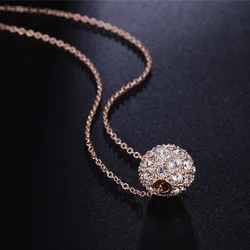 Y2K New Lady Stainless Steel Exquisite Girl Shiny Zircon Ball Pendant Ladies Elegant Luxury Necklace Jewelry Fashion Gift