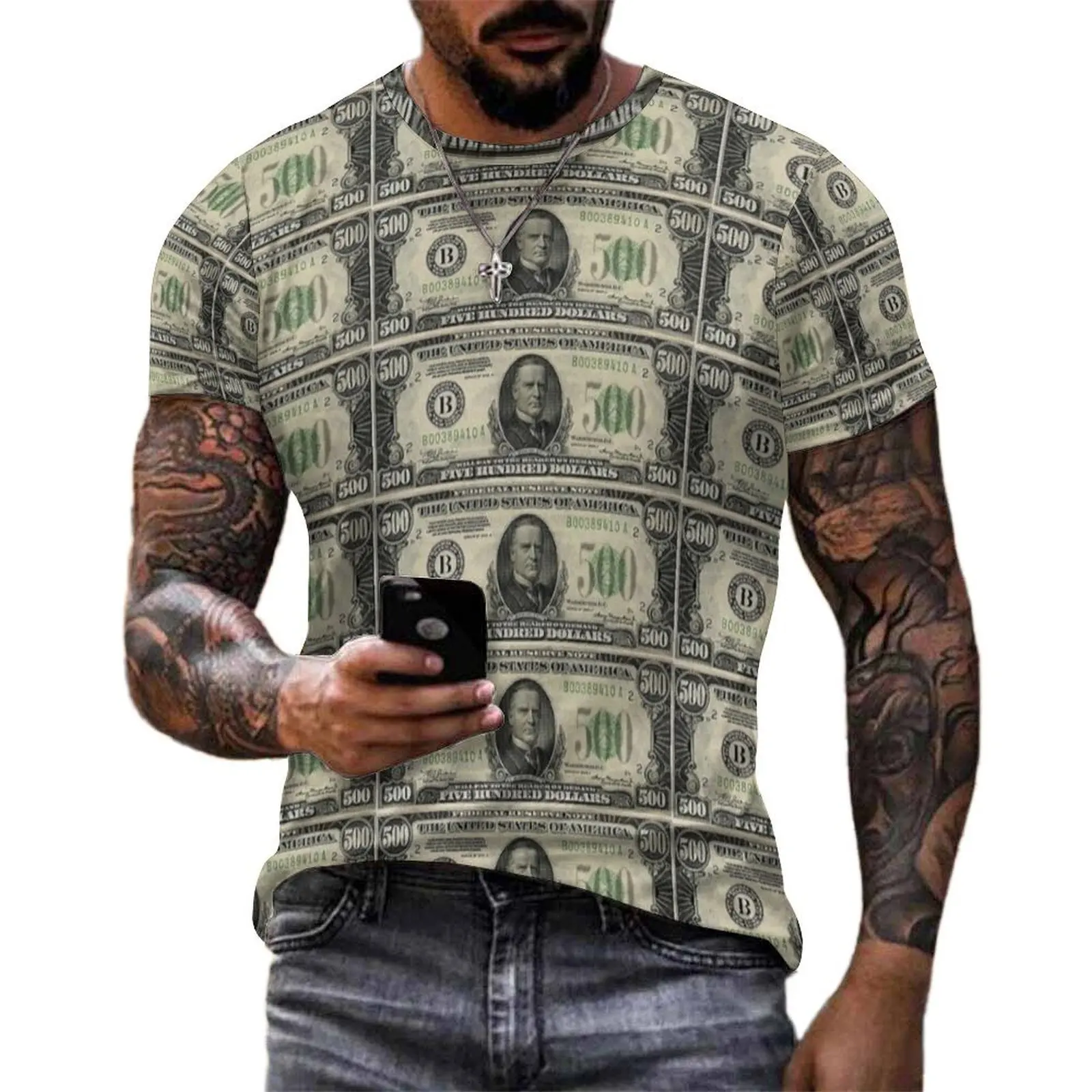 Camiseta con estampado de billete de 500 dólares estadounidenses, Presidente McKinley, Banco Central de la Reserva Federal, camisetas de moda, camisetas de manga corta, ropa oversize de verano